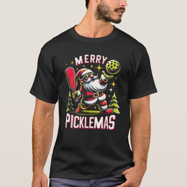 Pickleball Gnome Merry Picklemas Pickleball Christ T-Shirt (Vorderseite)