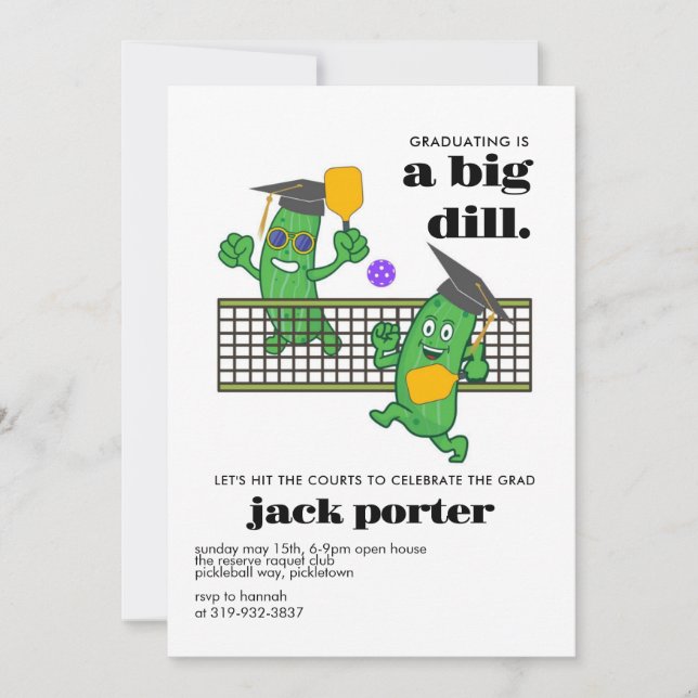 Pickleball Graduation Party Pickle Ball Open House Einladung (Vorderseite)