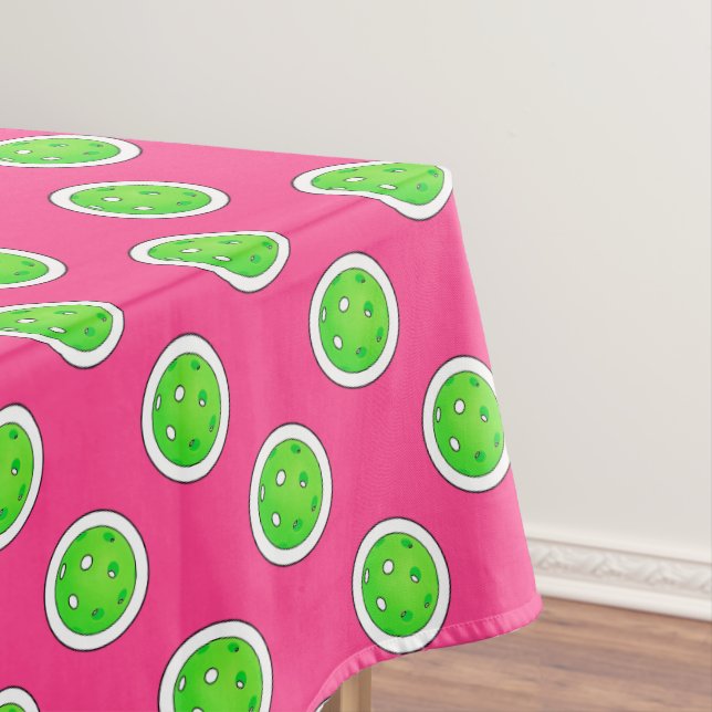 Pickleball Green Pickleballs Polka Dots Hot Pink Tischdecke (Beispiel)