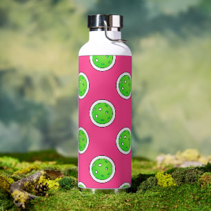 Pickleball Green Pickleballs Polka Dots Hot Pink Trinkflasche