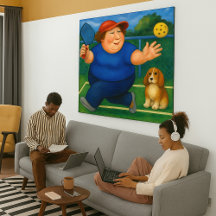 Pickleball - großes umwickeltes Leinwand-Kunstwerk