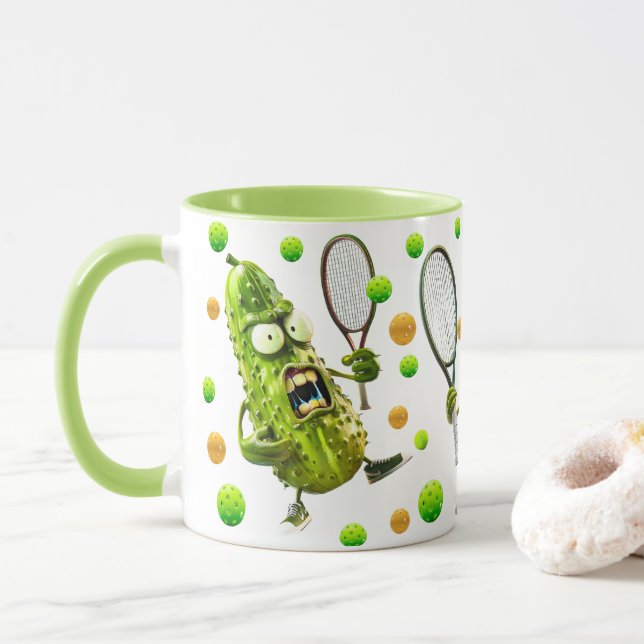Pickleball-Gurken-Kaffeetasse Tasse (Mit Donut)