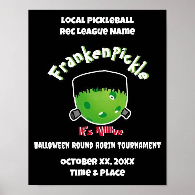 Pickleball Halloween - FrankenPickle - Es ist live Poster (Vorne)