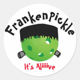 Pickleball Halloween - FrankenPickle - Es ist live Runder Aufkleber
