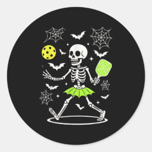 Pickleball Halloween-Kostüm, Spooky Season Skelett Runder Aufkleber