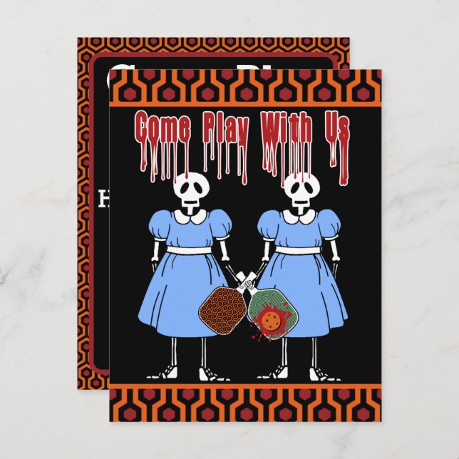 Pickleball Halloween Kostüme Party Horror Twins Einladung (Vorne/Hinten)