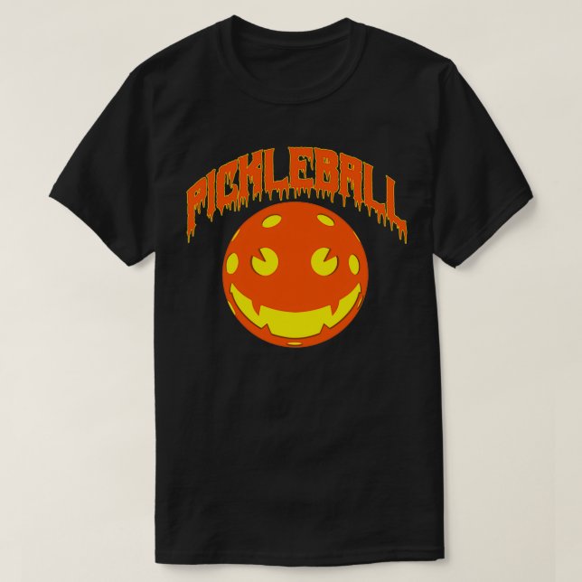 Pickleball Halloween Kürbiskuitz T-Shirt (Design vorne)