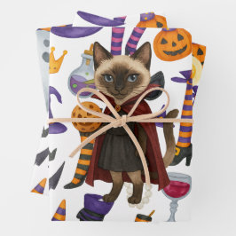 Pickleball-Halloween-Party für Katzenliebhaber Geschenkpapier Set