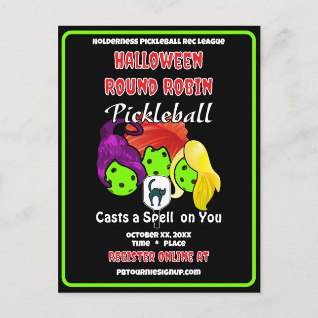 Pickleball-Halloween-Party Hexen wirken einen Zaub Einladungspostkarte (Vorderseite)