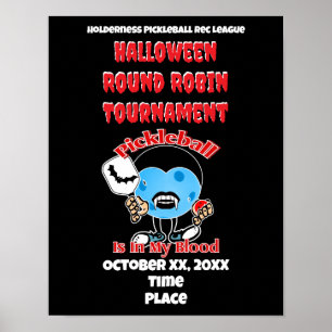 Pickleball Halloween-Party Round Robin Vampire Poster