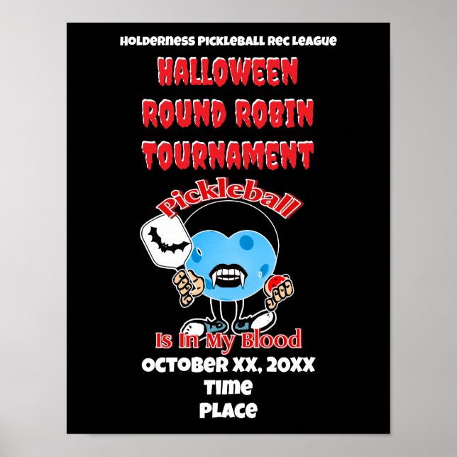 Pickleball Halloween-Party Round Robin Vampire Poster (Vorne)
