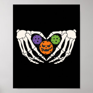 Pickleball Halloween Skeleton Hands Liebe Herzstüc Poster