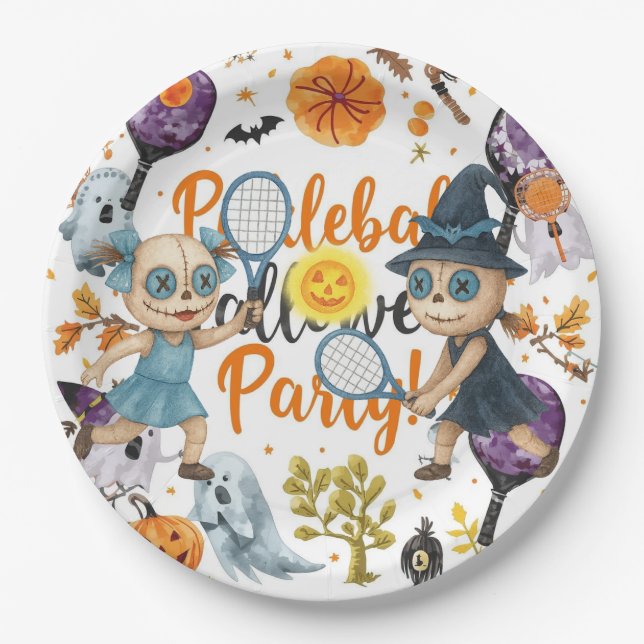 Pickleball Halloween zum Party Pappteller (Vorderseite)