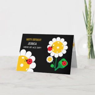 Pickleball Happy Birthday Black Customizable Card Karte