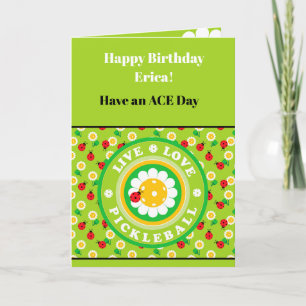Pickleball Happy Birthday Green Customizable Card Karte