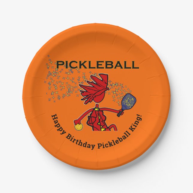 Pickleball Happy Birthday! Pappteller (Vorderseite)
