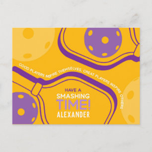 Pickleball Happy Birthday Yellow anpassbar Postkarte