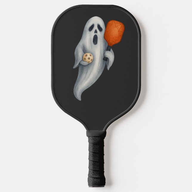 Pickleball Happy Halloween für Spieler mit Geist Schläger (Vorderseite)