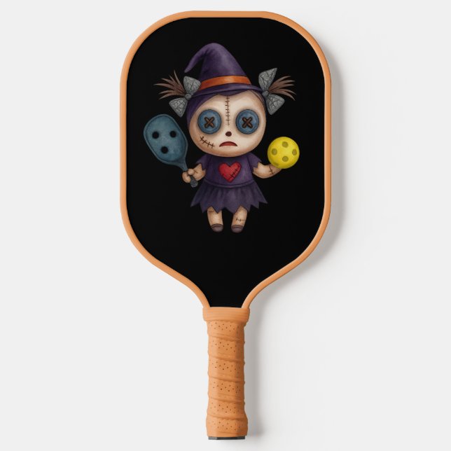 Pickleball Happy Halloween mit Ball überall Schläger (Vorderseite)