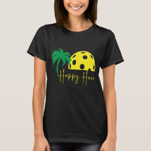 Pickleball HAPPY HOUR Riesige Sonnenuntergang Palm T-Shirt