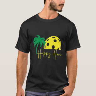 Pickleball HAPPY HOUR Riesige Sonnenuntergang Palm T-Shirt