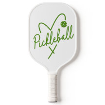 Pickleball Heart Green & White Paddle