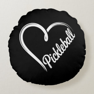 Pickleball Heart - Minimalistischer Sportplatz Rundes Kissen
