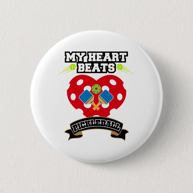 Pickleball Heart Paddle Ball Passion Sport Liebe Button (Vorderseite)