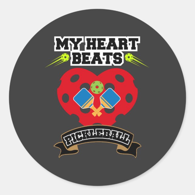 Pickleball Heart Paddle Ball Passion Sport Liebe Runder Aufkleber (Vorderseite)