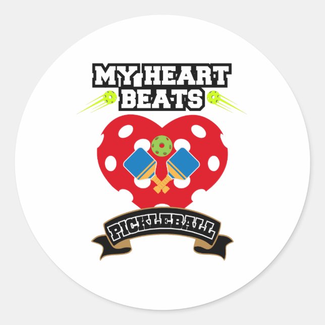 Pickleball Heart Paddle Ball Passion Sport Liebe Runder Aufkleber (Vorderseite)