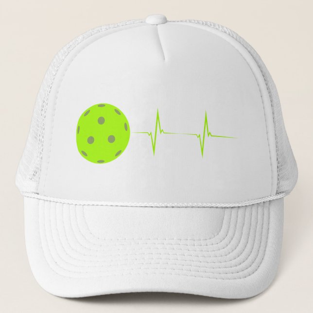Pickleball Heartbeat Baseball Hat - Green Truckerkappe (Vorderseite)