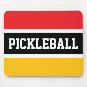 PICKLEBALL Hellrot Gelbe Schwarz-weiße Streifen Mousepad