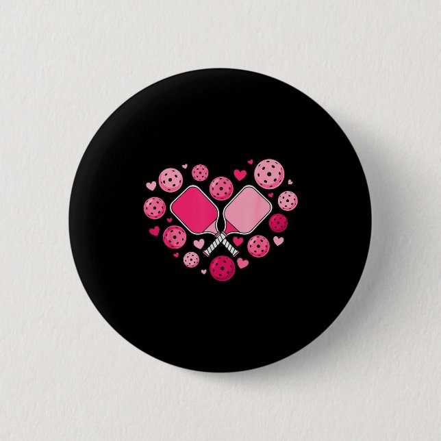 Pickleball Herz Valentins Frauen Mädchen Pickle Button (Vorderseite)