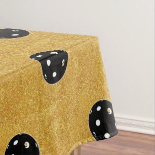 Pickleball-Hochzeit Schwarz und Gold Junggesellena Tischdecke