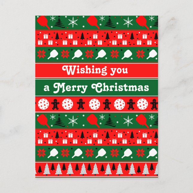 Pickleball Holiday Cheer Feiertagspostkarte (Vorderseite)