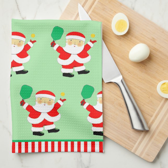 Pickleball Holiday Geschenk Geschirrtuch (Viertel Falte)