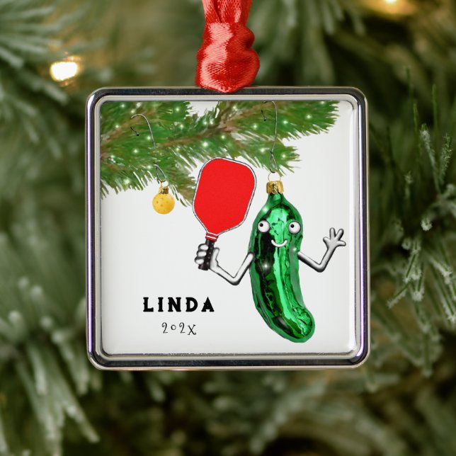Pickleball Holiday Geschenk Silbernes Ornament (Baum)