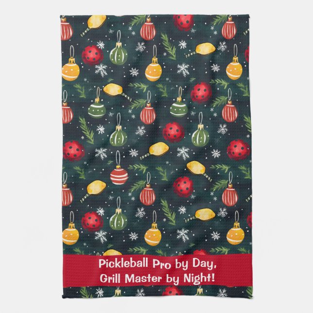 Pickleball Holiday Kundgebung Geschirrtuch (Vertikal)