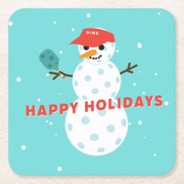 Pickleball Holiday Party Humurer Snowman Rechteckiger Pappuntersetzer