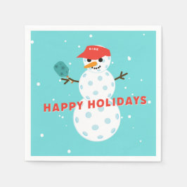 Pickleball Holiday Party Humurer Snowman Serviette
