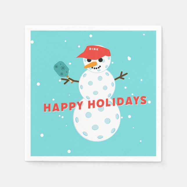 Pickleball Holiday Party Humurer Snowman Serviette (Vorderseite)