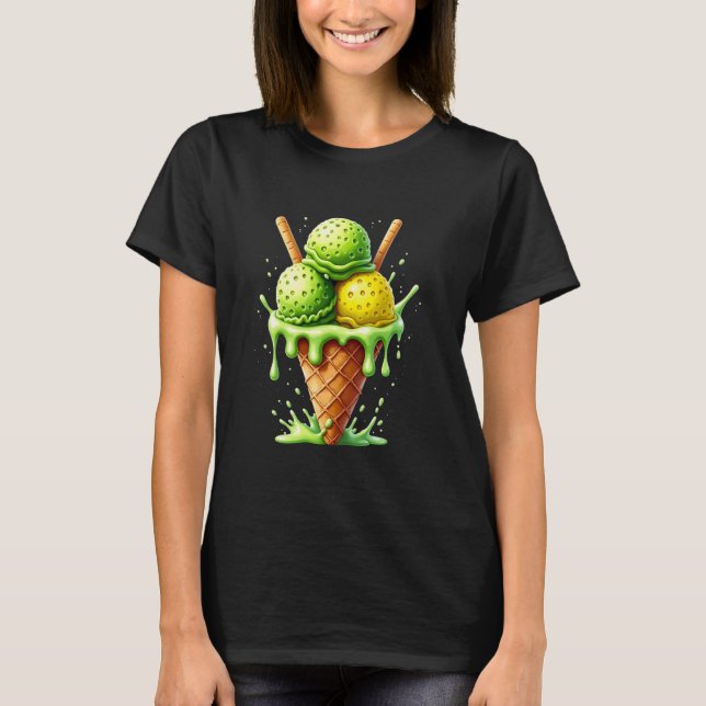 Pickleball Ice Cream Cone T-Shirt (Vorderseite)