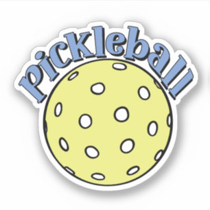 Pickleball in Blau mit gelbem Ball Aufkleber