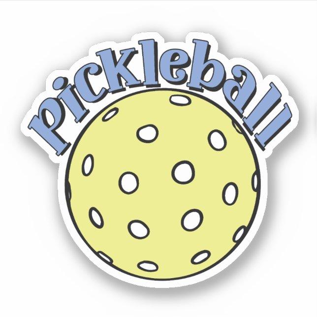 Pickleball in Blau mit gelbem Ball Aufkleber (Vorderseite)