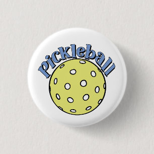 Pickleball in Blau mit gelbem Ball Button