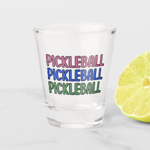 Pickleball in Pink Blue Green Typografy Schnapsglas