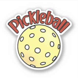 Pickleball in Rot mit Gelber Ball Aufkleber