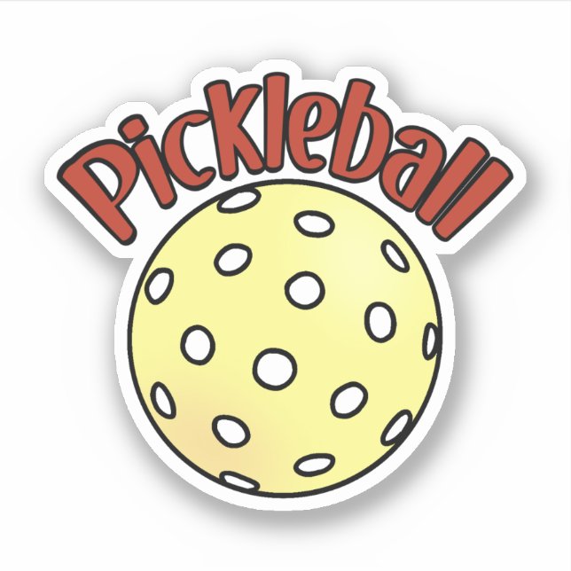 Pickleball in Rot mit Gelber Ball Aufkleber (Vorderseite)