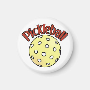 Pickleball in Rot mit Gelber Ball Magnet