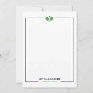 Pickleball Individueller Name Notizkarte | Navy Gr Mitteilungskarte